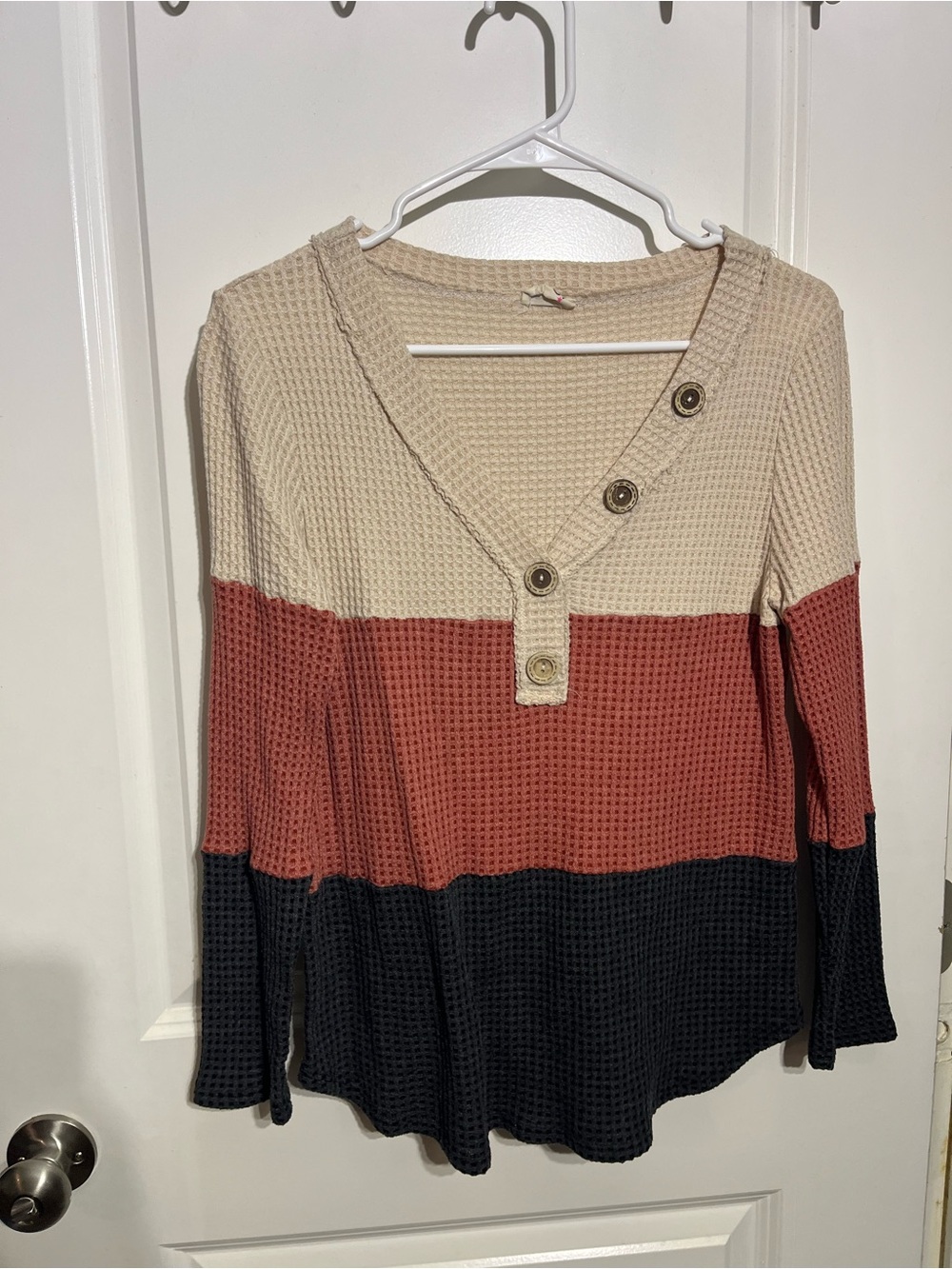 BiBi Cream Waffle Knit Top